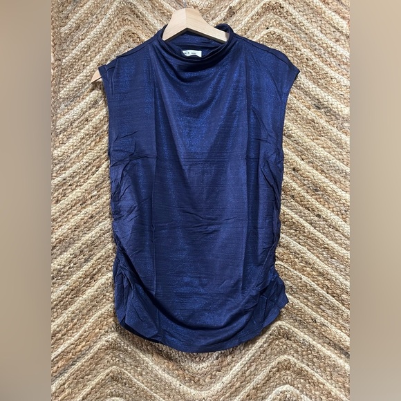KIM & CAMI Women's Mock Neck Ruched Tank Top, Indigo, Size XL, NWOT - Picture 1 of 9